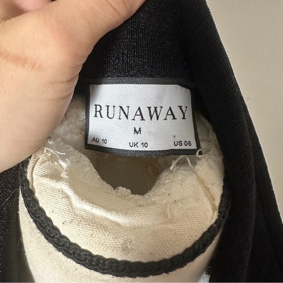 Runaway Stretchy Black Maxi Dress Cutouts Long Sleeves Collared Preppy - Picture 13 of 17